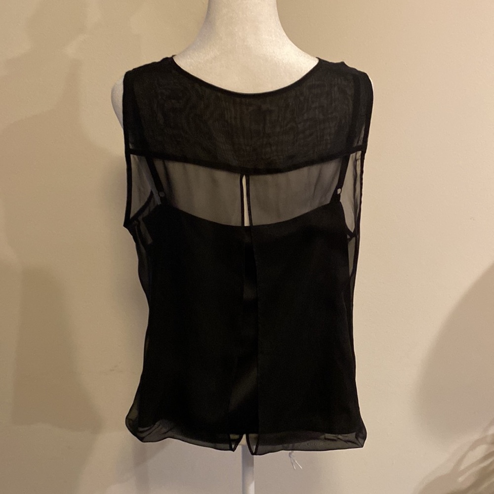 WHBM black, sleeveless two layer chiffon sheer blouse with lining size 10